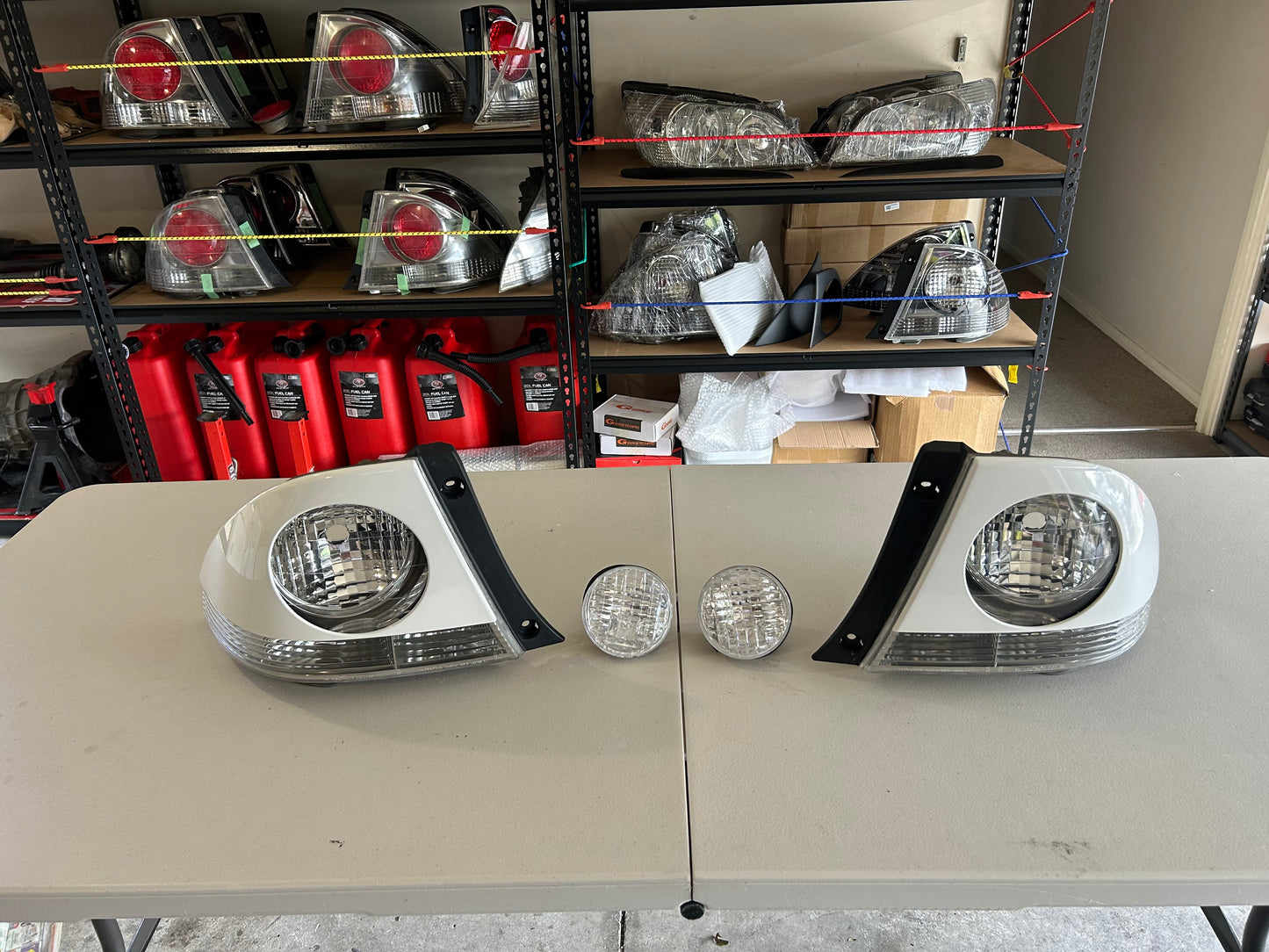 TOYOTA ALTEZZA/LEXUS IS200 CLEAR TAIL LIGHTS WITH GENUINE TRD COVERS AND CLEAR TRUNK LIGHT COMBO
